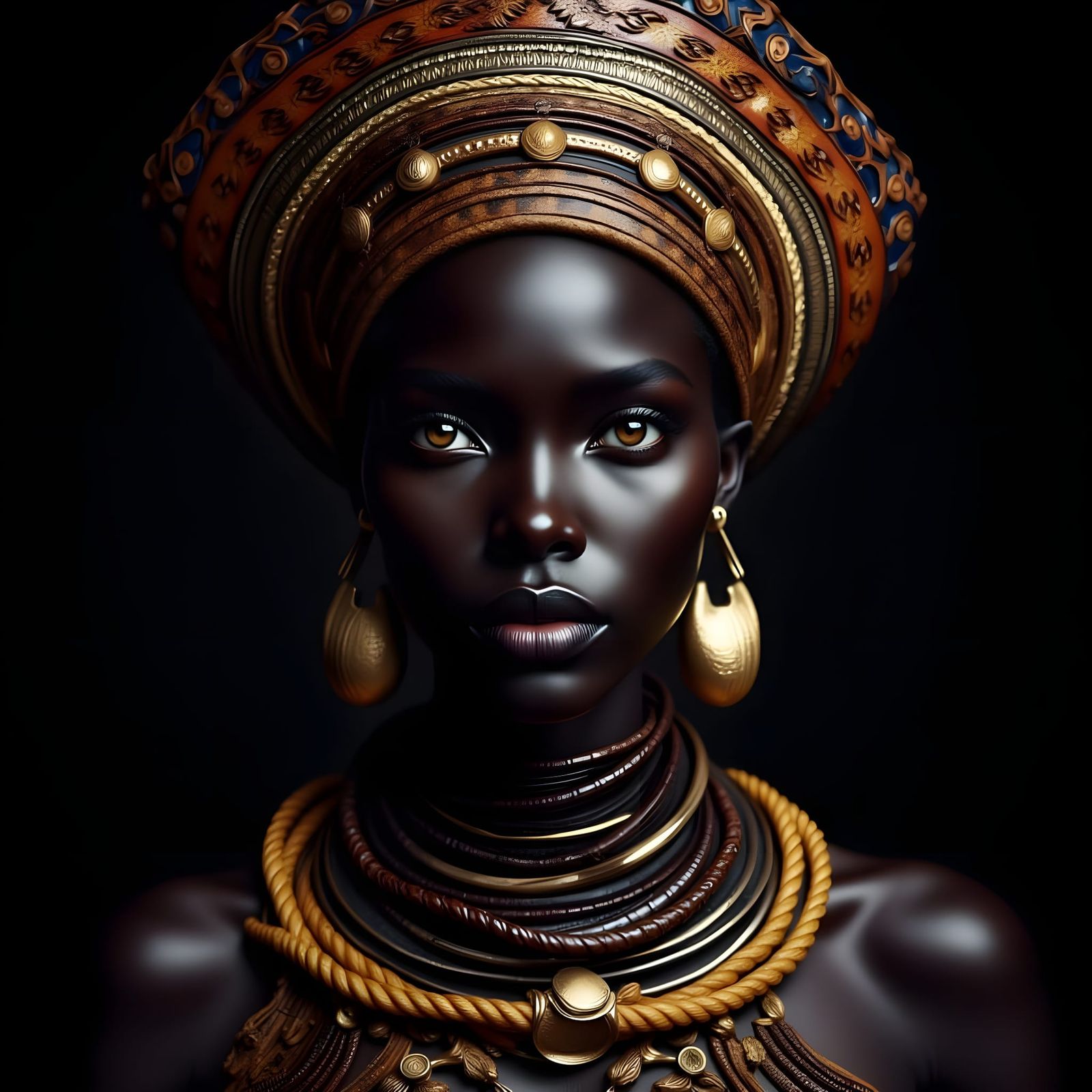 Photorealistic Portrait of an African Woman in Tribal Attire
