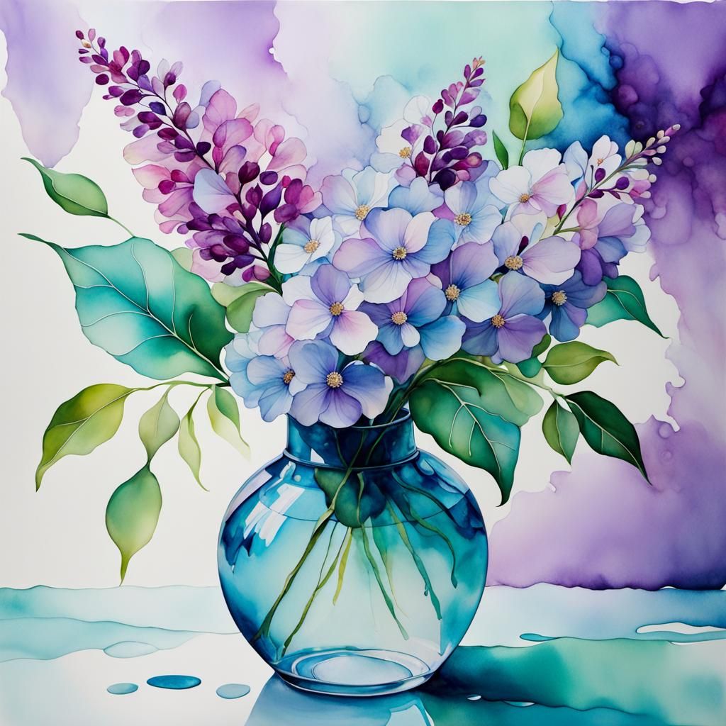 Beautiful delicate vase of translucent papery petals of flow...