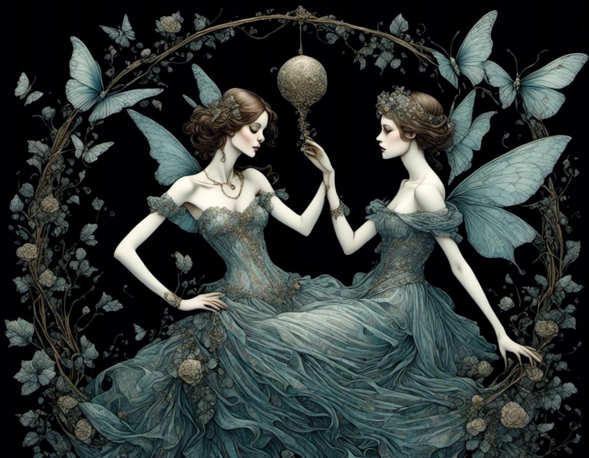 Ethereal Skeleton Fairies in Dreamlike Setting