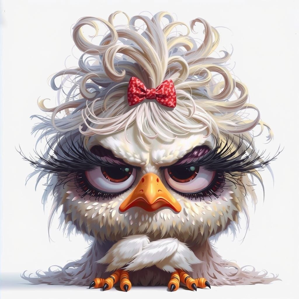 Grumpy Chicken in Rustic Farm Setting
