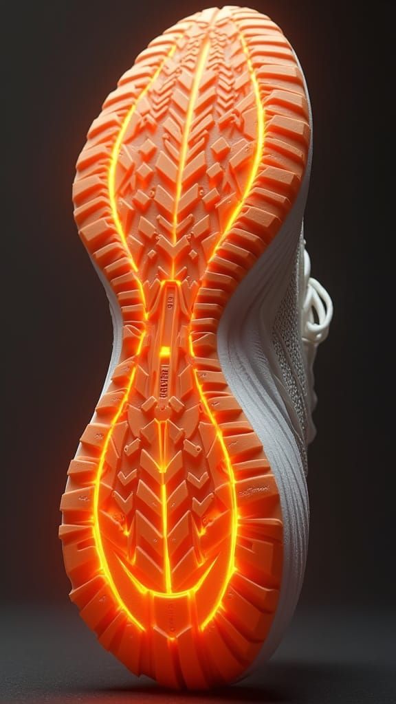 Futuristic Running Shoe Underside: Hyperrealistic Close-Up