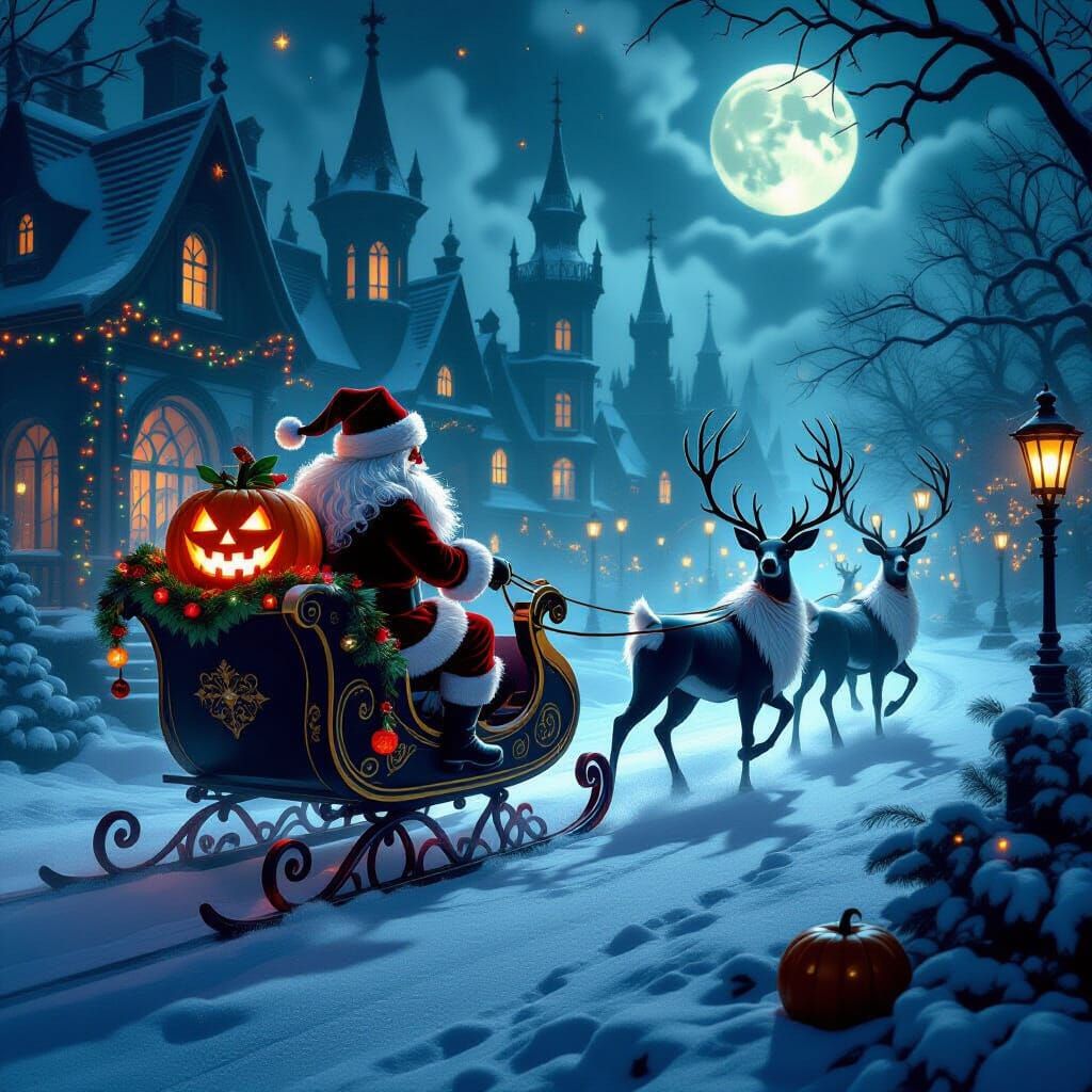 Gothic Christmas Halloween Collision with Spectral Santa