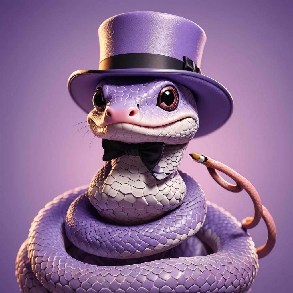 Lavender Snake Portrait in Pixar-Inspired 3D Art