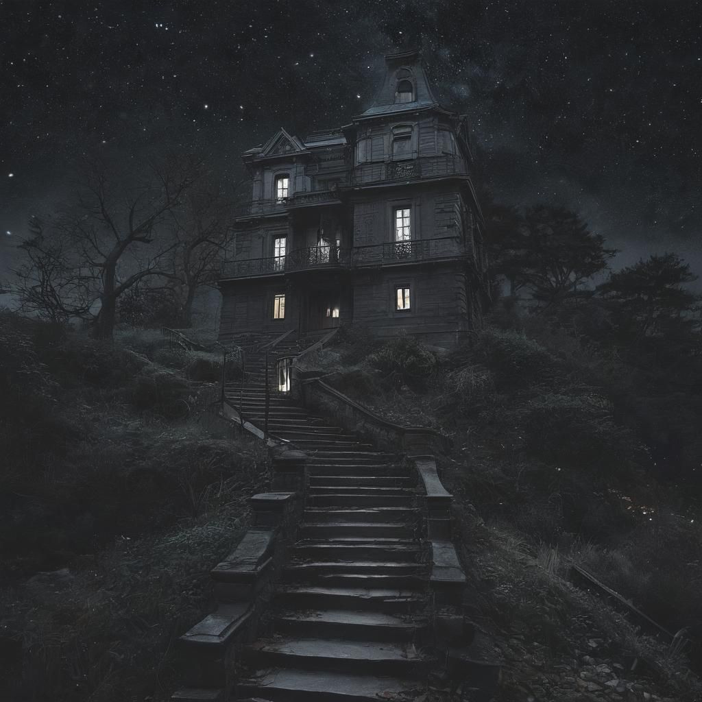 Dreamy Victorian Mansion Under Starry Skies