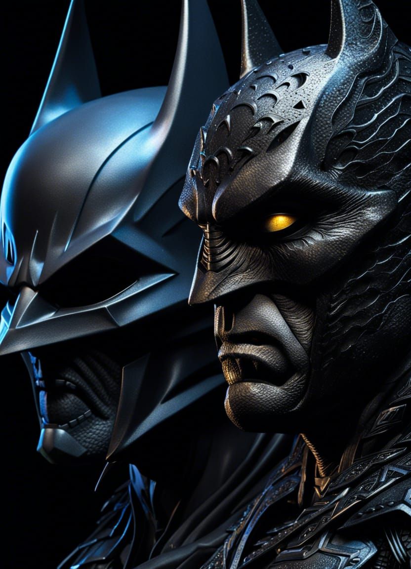 Batman-Predator Hybrid Portrait in Hyperrealistic Style
