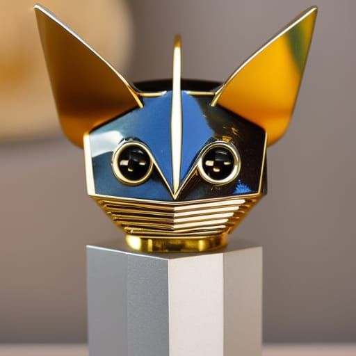 Atompunk Robot Cat in Retro-Futuristic Style