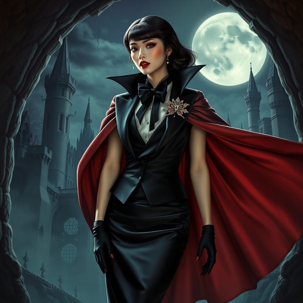 Ethereal Vampire Countess in Midnight Attire, Transylvanian ...