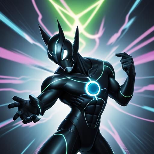 Neon Magnemite in Stylized Digital Art