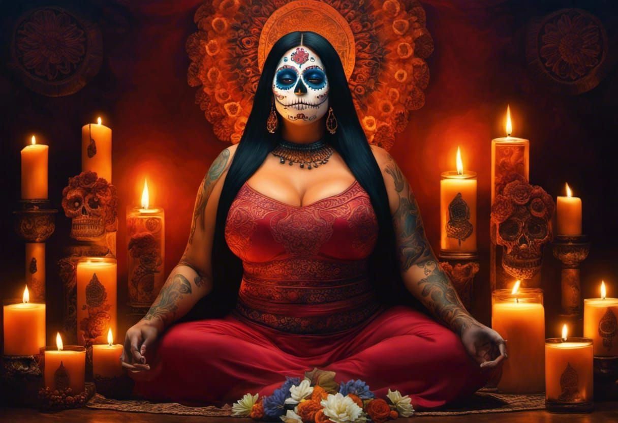 Day of the Dead Woman Meditating