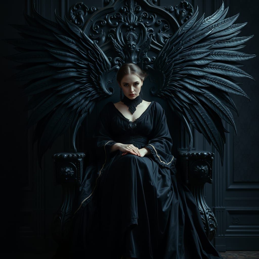 Gothic Winged Queen in Dark Elegance