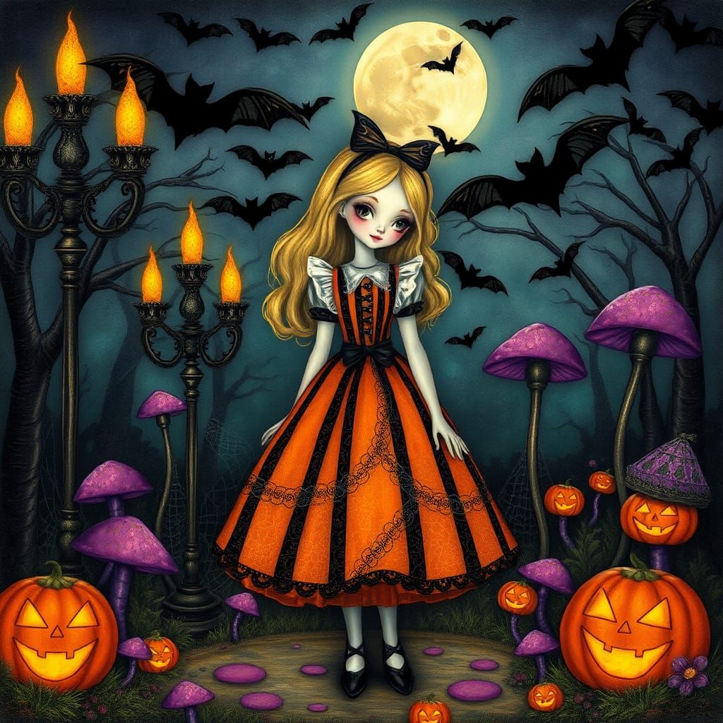 Halloween in Wonderland: A Surrealist Dreamscape