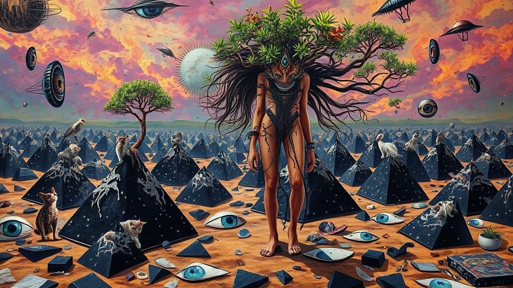 Vibrant Suri Woman Embodies Interconnected Ecosystems in Dre...