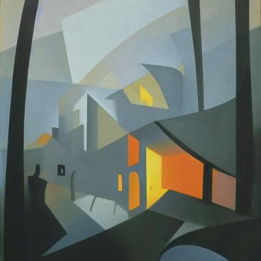 All Souls Day: Abstract Cubist Light in Darkness