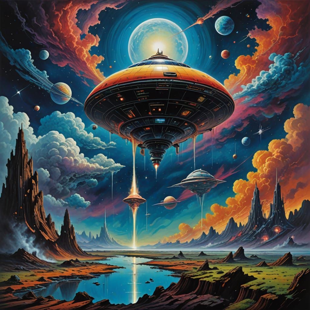 Surreal Star Blazers Landscape in a Dreamlike Fusion of Oil ...