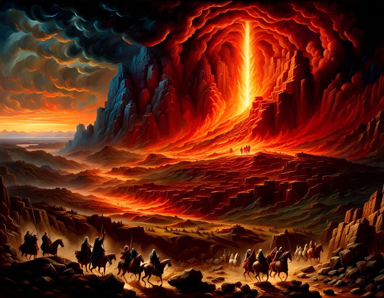 Moses Leads Israelites Out of Egypt in Firelight