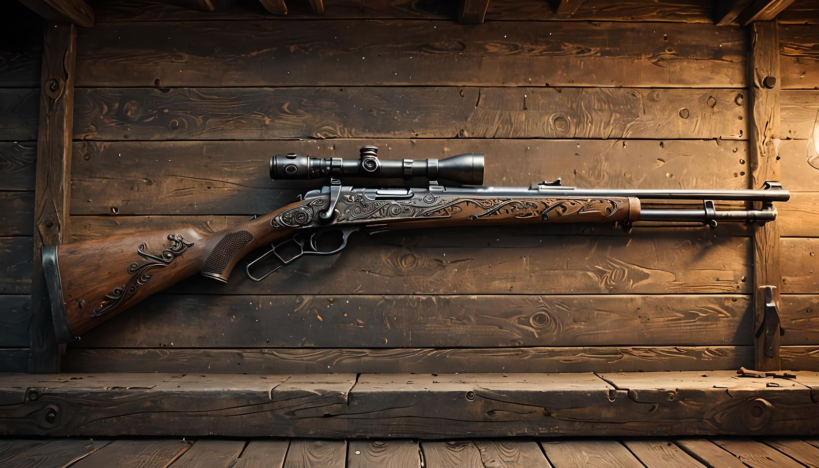 Weathered Antique Rifle: Detailed Matte Painting