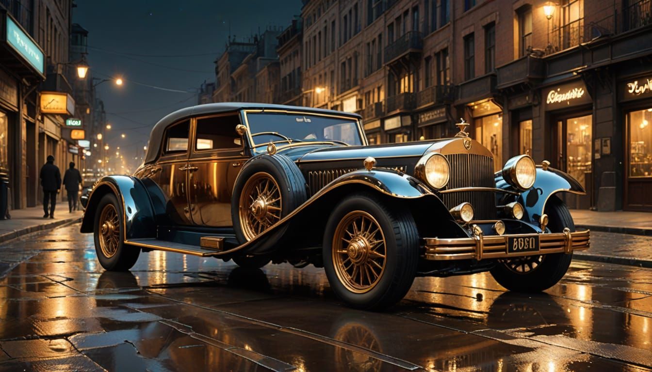 Caliphate Arab-Steampunk Automobile in Retrofuturistic Damas...