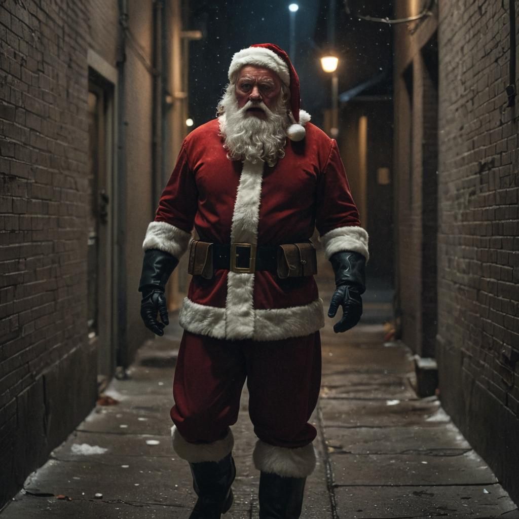 Santa Claus as Captain America in Halloween Alley