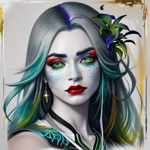 Colorful Floral and Faces Composition in High Resolution