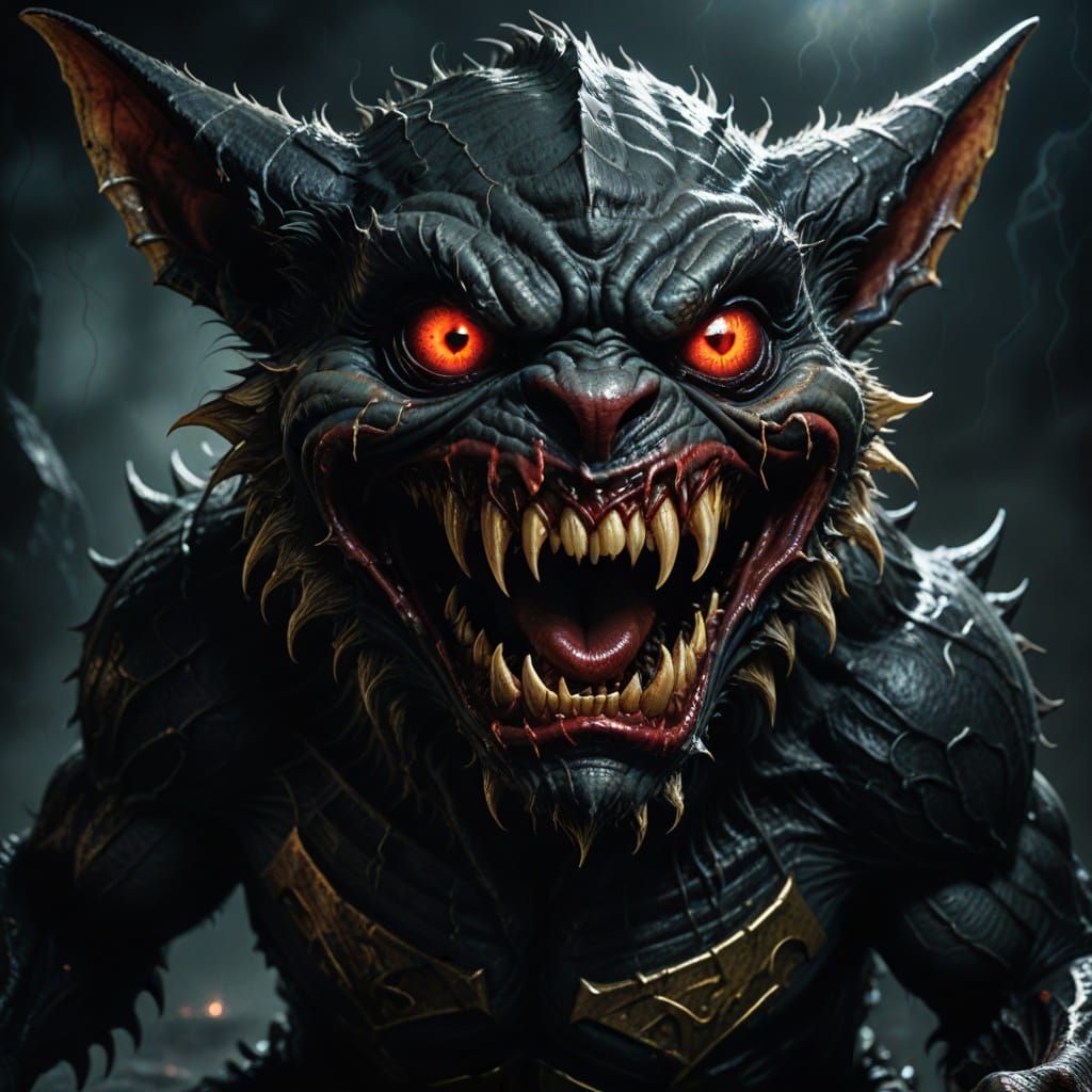 Terrifying Gremlin Screams in Gothic Horror Style