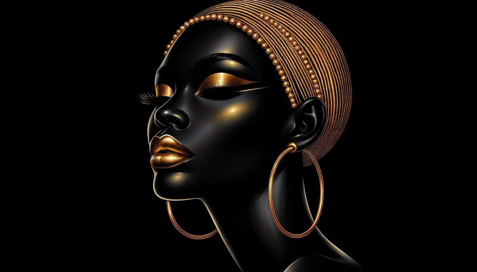 Elegant Black Woman with Golden Accents