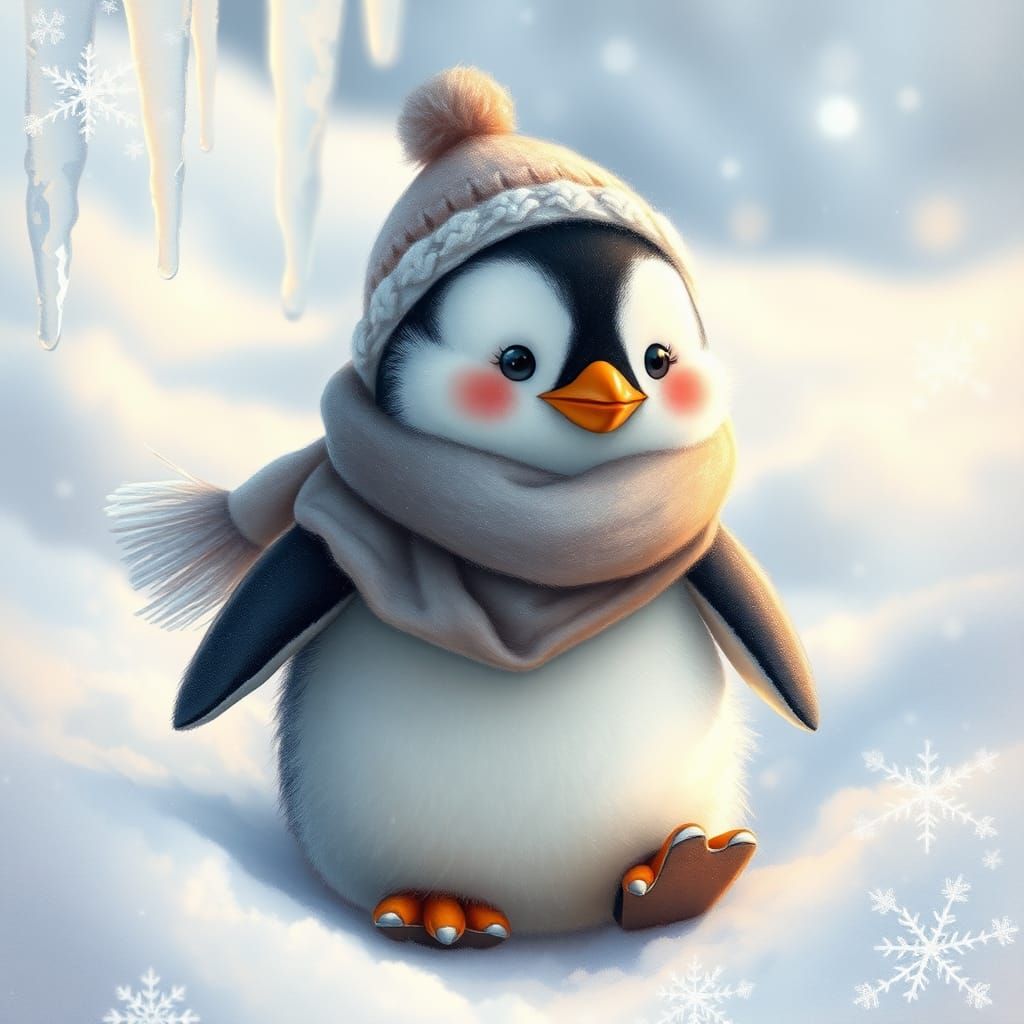 Adorable Penguin in Winter Wonderland