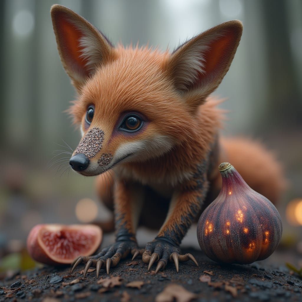 Mutant alien ferrous fox merged with figs.<lora:Animal Mutan...