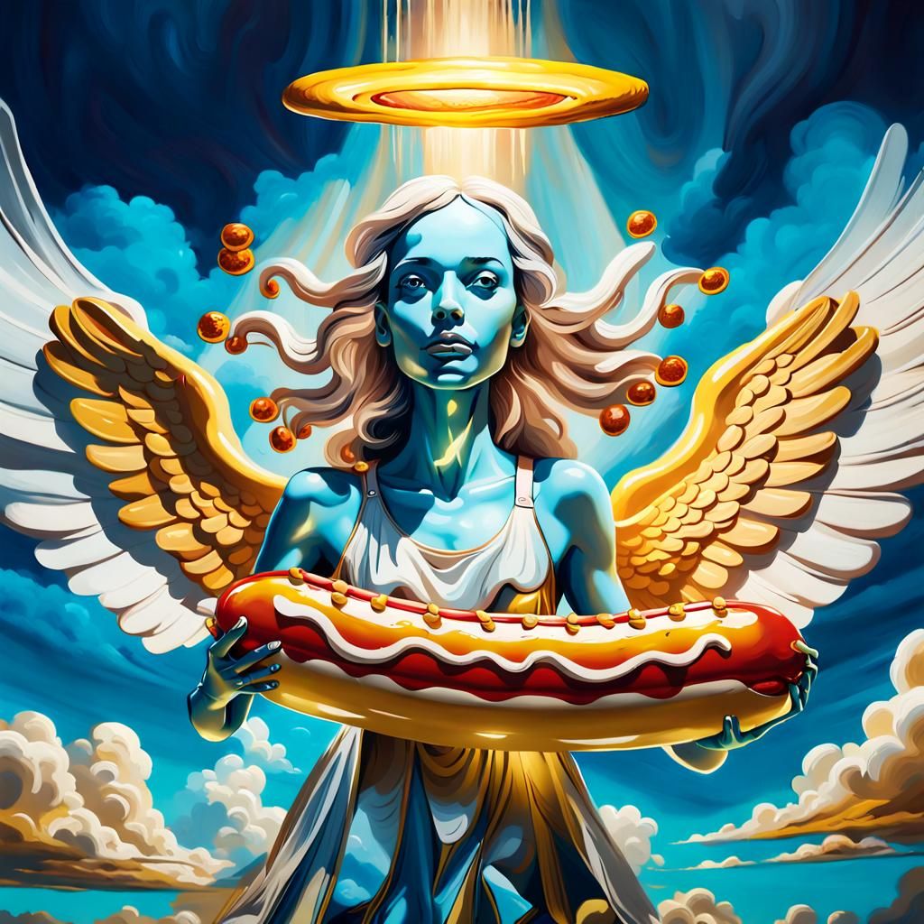 Heavenly Hotdog in Pop Art Style