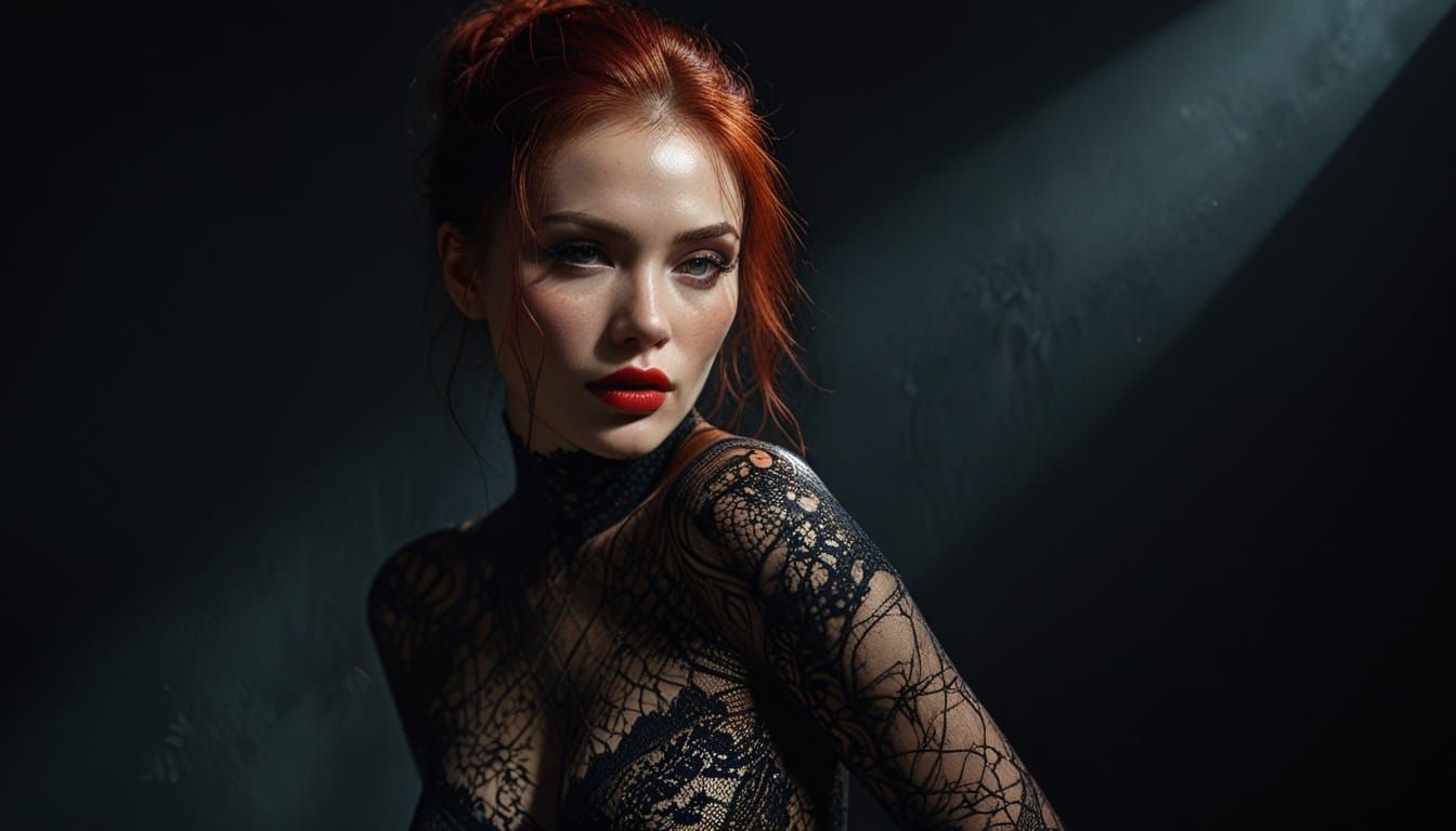 Confident Redhead in Dramatic Lighting