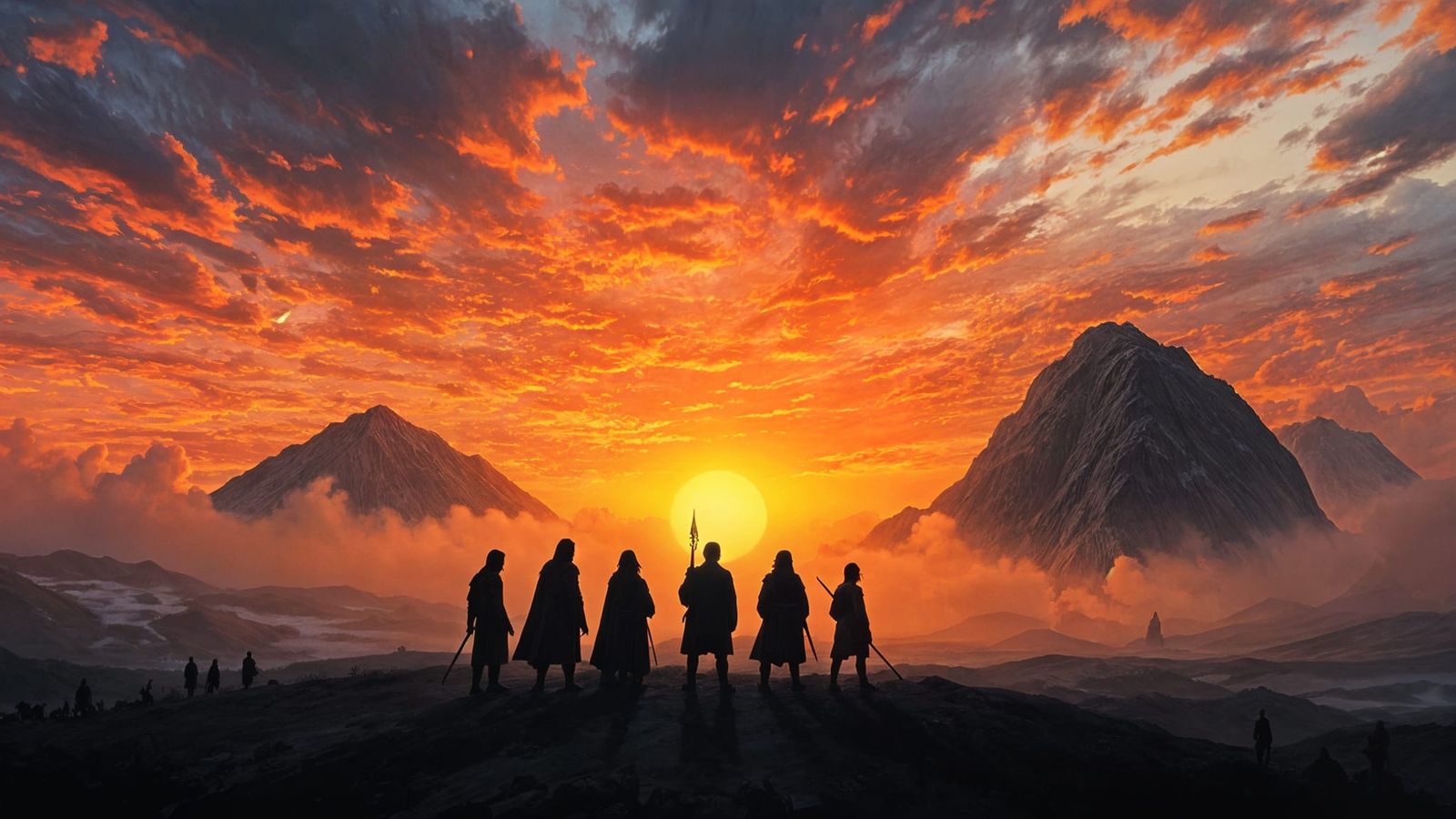 Fellowship of the Ring Silhouette in Fantasy Art Style