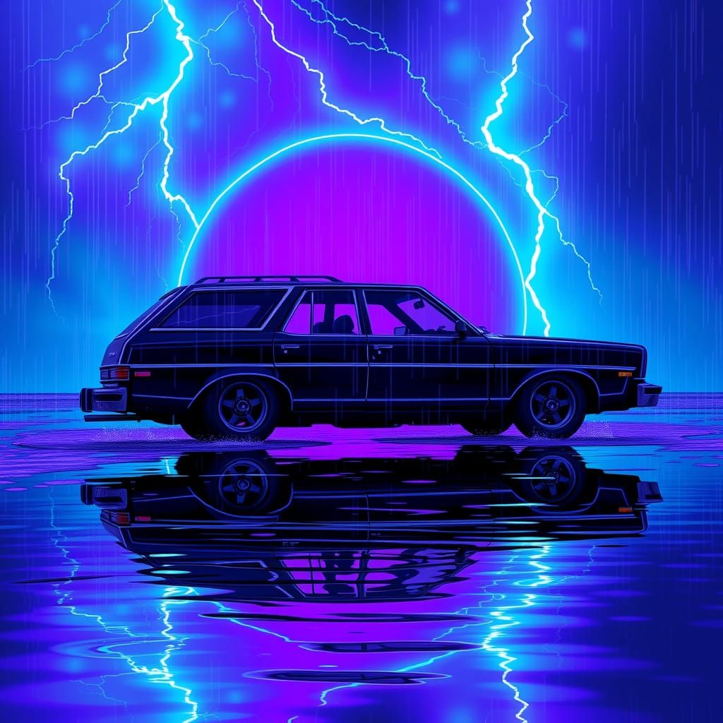 Teal to Purple Ford Fairmont Wagon with Lightning