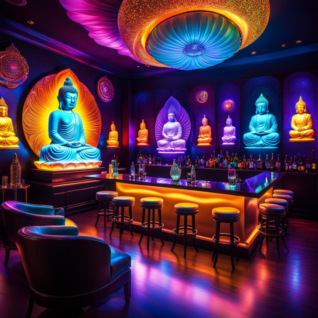 Buddha Lounge Bar: Shimmering, Luminous, Photorealistic