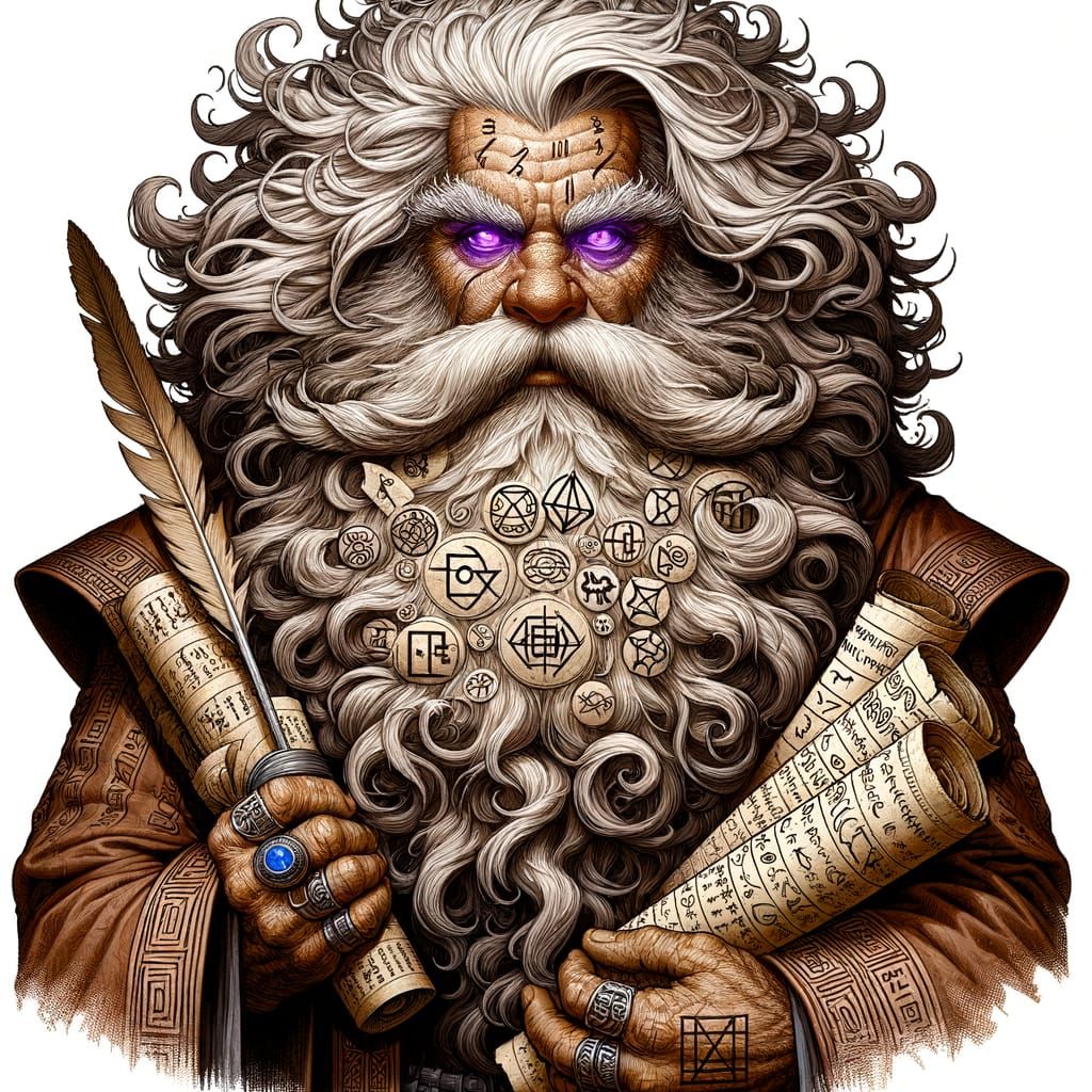 D&D Style Image of an Old Sage Writing