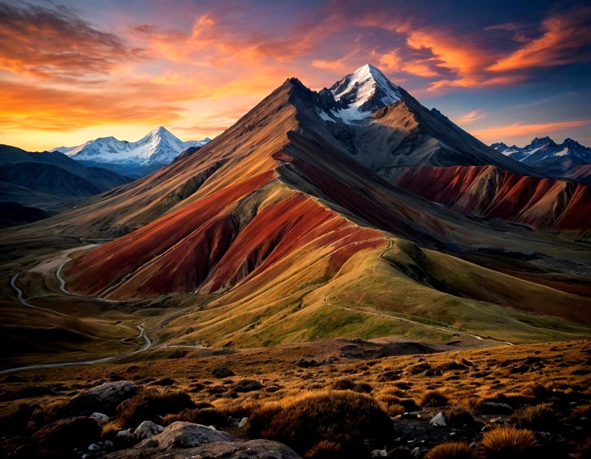 Majestic Vinicunca Rainbow Mountain in Andes Splendor