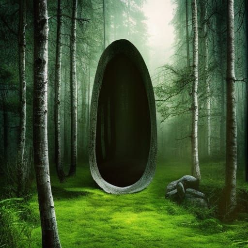 Surreal Forest Portal in Hyperrealistic Style