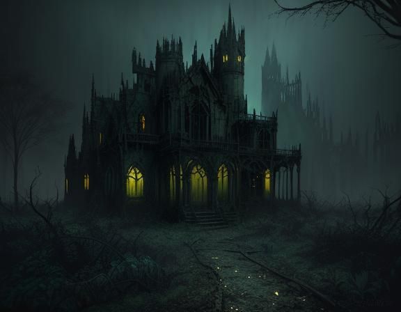 Grinning Basilisk in Abandoned Gothic City