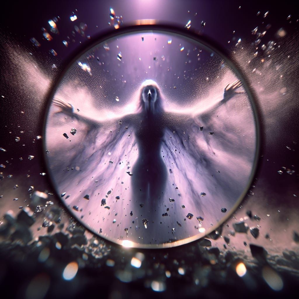 Ethereal Woman Apparition in Dreamlike Prismatichromatic Lig...