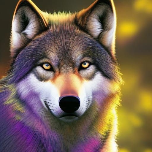 Whimsical Wolf in Hyperrealistic Digital Illustration