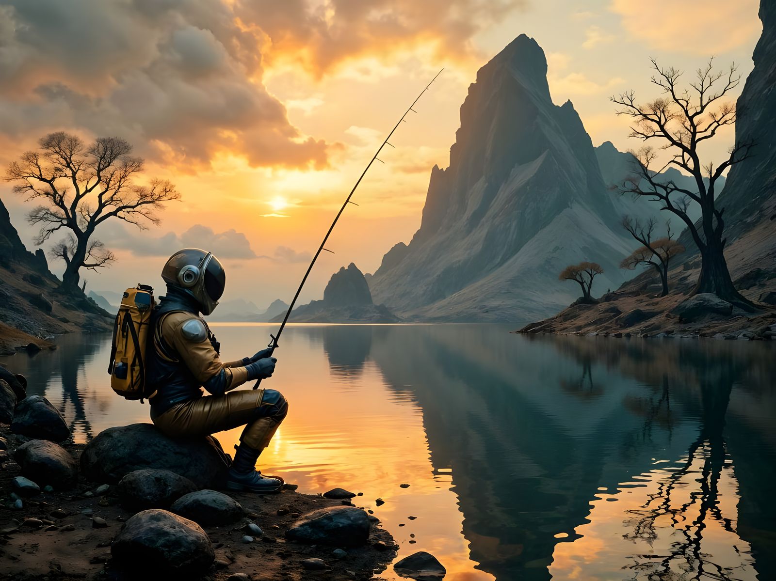 Astronaut's Solace on a Barren Exoplanet