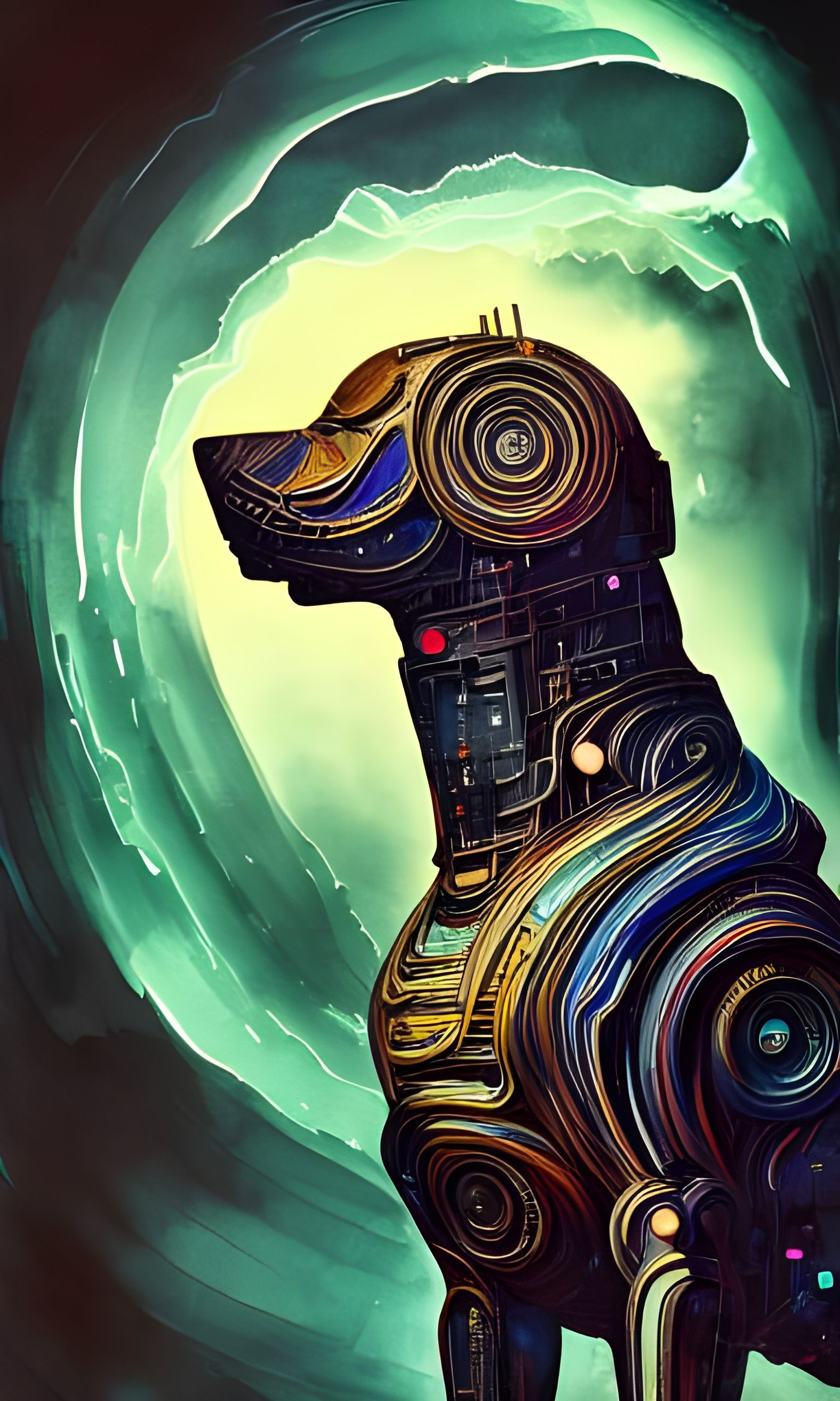 Cybernetic Dog Portrait in Renaissance Style