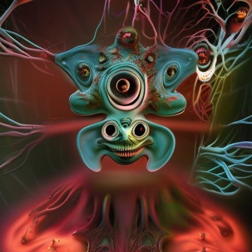 Horrifying Mutant Biological Experiment in Cronenberg Style