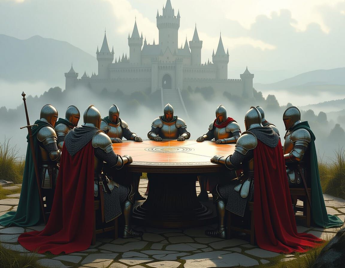 Knights of the Round Table in Grand Camelot Landscape