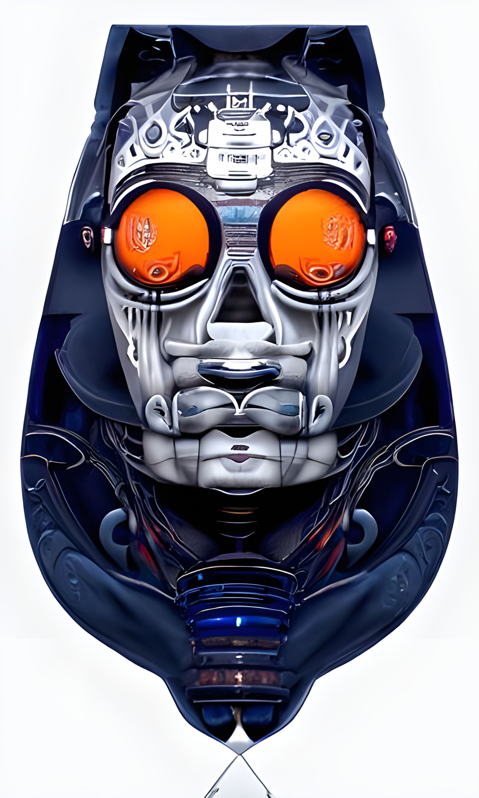 Cyberpunk Biomechanical Samurai Shogun Portrait
