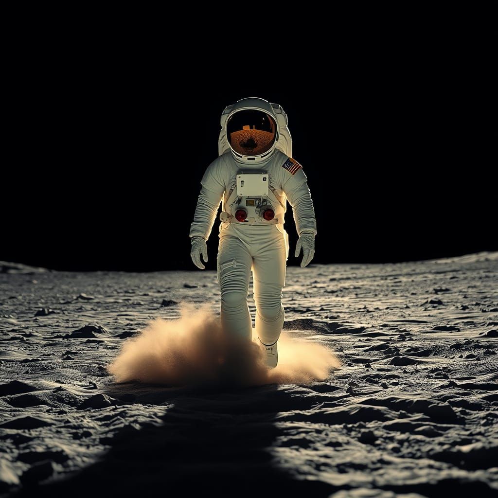Astronaut Moonwalk in Futuristic Style