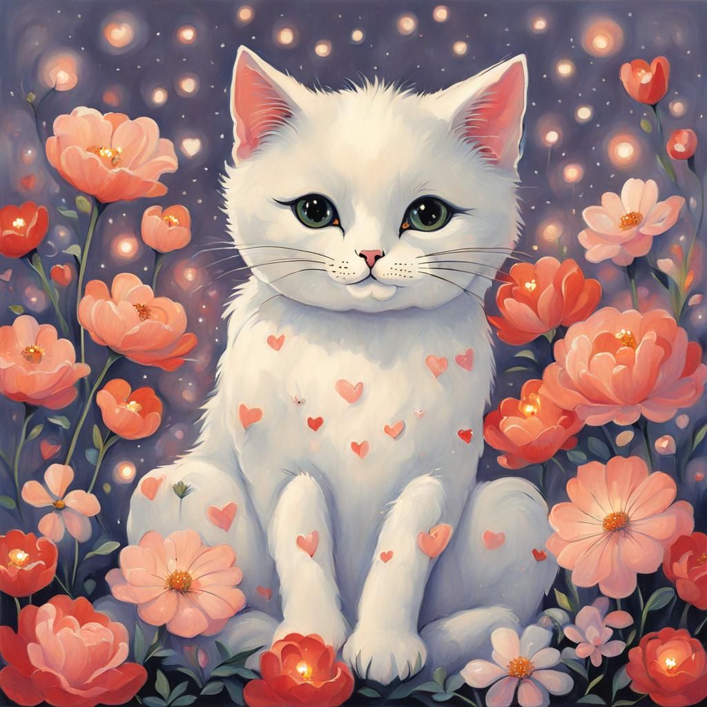 Cat on Pillow in Science Fiction Art Style