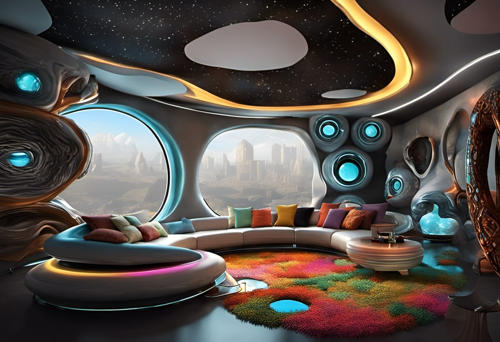 Futuristic Room with Bizarre Furniture in 8K Resolution
