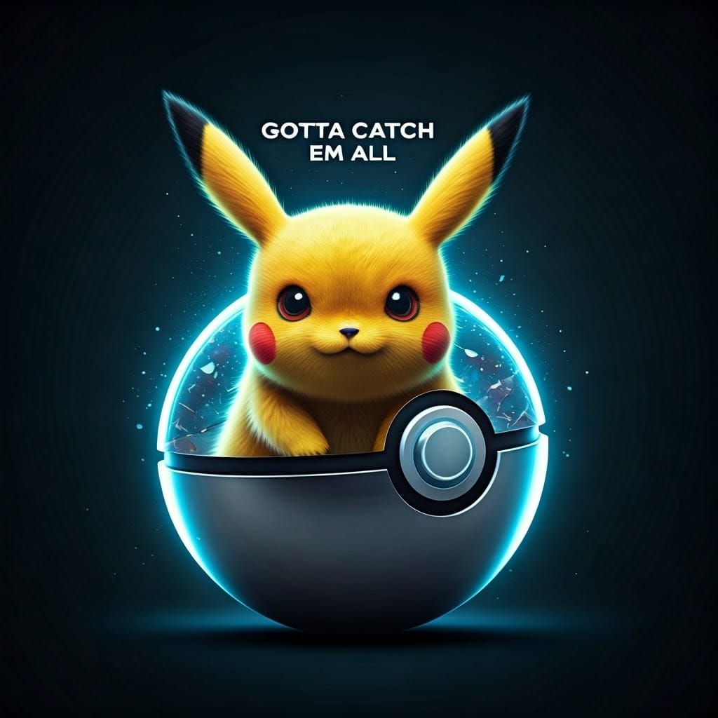 Pikachu Emerges: Anime-Style Metallic Poké Ball Scene