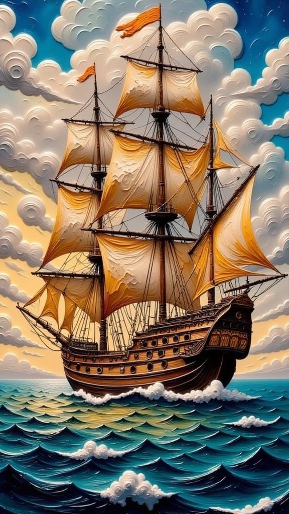 Surreal Baroque Galleon in a Maximalist Masterpiece