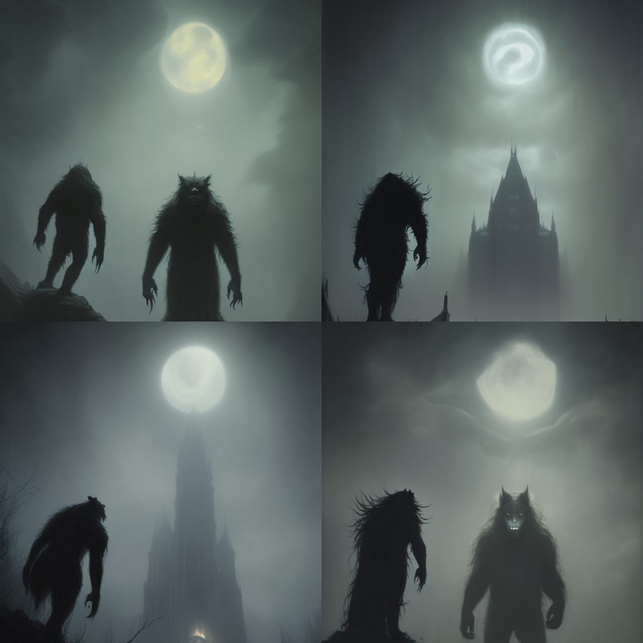 Hyperrealistic Werewolf Howling at the Moon