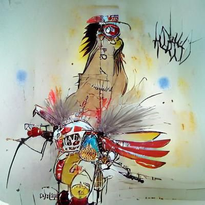 Native American Headdress in Expressionist Style